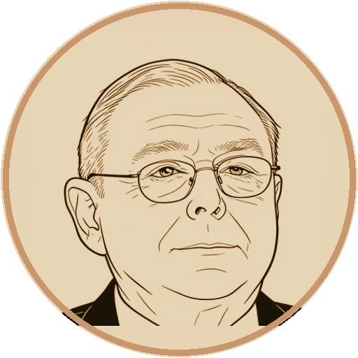 Stylized fine-line illustrated avatar of Charlie Munger (AI-generated interpretation)