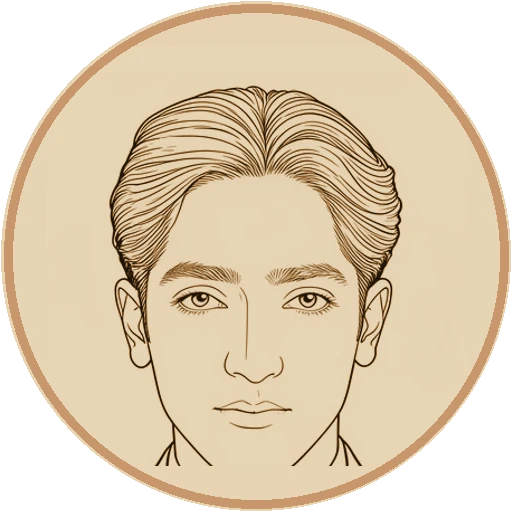 Stylized fine-line illustrated avatar of Jiddu Krishnamurti (AI-generated interpretation)