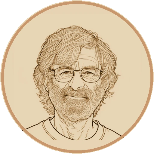 Stylized fine-line illustrated avatar of Leslie Lamport (AI-generated interpretation)