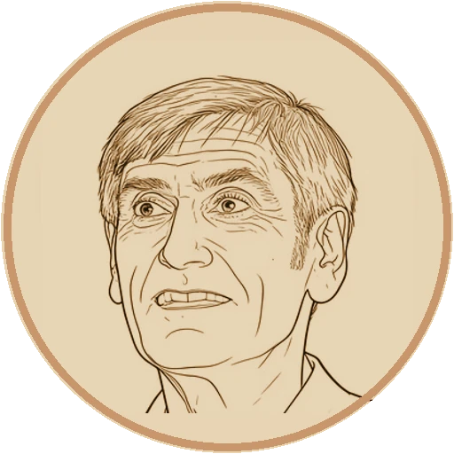 Stylized fine-line illustrated avatar of Marshall Rosenberg (AI-generated interpretation)