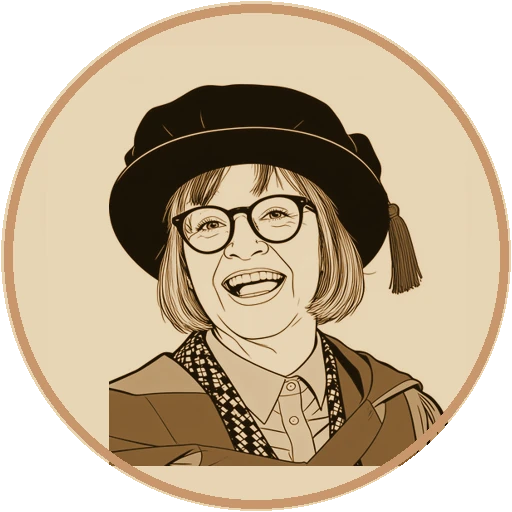 Stylized fine-line illustrated avatar of Philippa Perry (AI-generated interpretation)
