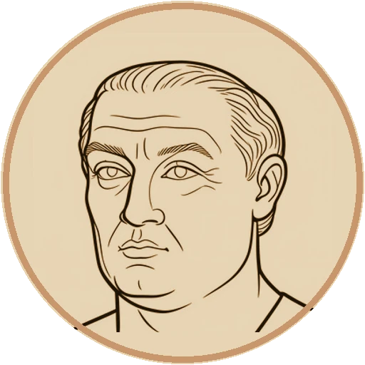 Stylized fine-line illustrated avatar of Seneca (AI-generated interpretation)